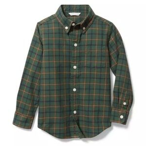 Janie and Jack Boy’s Brushed Twill Plaid Shirt Juniper Green Plaid Size 10